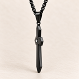 Faceted Eight Point North Star CZ Inlay Stainless Steel Cross Necklace