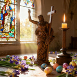 “He Is Risen” — Hand-Carved Boxwood Jesus Resurrection Statue | Symbol of Hope, Faith & New Life
