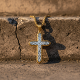 Textured Two-Tone Cross Necklace – Faith, Resilience & Rugged Elegance