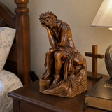 Boxwood "Crown of Thorns" Jesus Meditation Sculpture - Hand-carved Spiritual Art | A Concrete Reminder o - Christian gift presentation