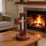 Hollow Wooden Cross Tabletop Decor | Christian Home Accent