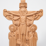 Orthodox Altar Table Ornament: Saints and the Crown of Thorns — Hand-Carved Wooden Cross