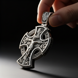 Double-Sided Silver Crucifix and St. Michael Pendant - gift presentation