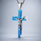 Stainless Steel Cross Pendant with Scripture – Comes with a 24-inch chain
