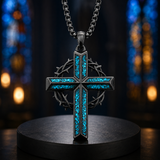 ‘By His Wounds’ Turquoise Crown of Thorns Cross — Comes with a 24-inch chain