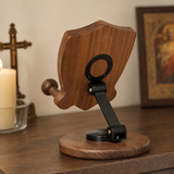 Black Walnut “Archangel Michael” Adjustable Phone Stand—A Faith-Inspired Wooden Desktop Stand