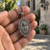 Virgin Mary Prayer Medal Necklace – S925 Sterling Silver Catholic Pendant