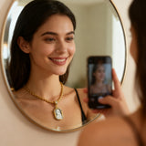 Handmade S925K Silver Madonna Holding Child Necklace