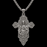 Keep His Sacred Heart Close to Yours – S925 Sterling Silver Jesus Cross Necklace