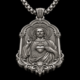 S925 Sterling Silver Sacred Heart of Jesus Pendant Necklace – Catholic Christian Faith Jewelry