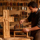 BGCOPPER Savior Jesus Cross - Carved from Natural Wood