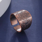Amaxer Metatron’s Cube Ring for Men Stainless Steel Vintage Sacred Geometry Spiritual Protection Amulet Ring Statement Band for Men Women - BGCOPPER