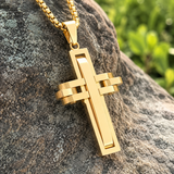 3D Interlocking Stainless Steel Cross Necklace