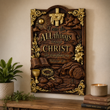 "I Can Do All Things" Wood Carving - Sacred Heart & Empty Tomb Scripture Decor - A Gift of Strength & Faith