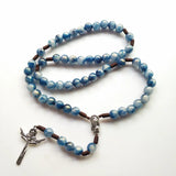 Hand Woven Holy Trinity Crucifix Mary Holy Medal Blue Rosary - BGCOPPER