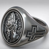 925K Sterling Silver Praying Hands Ring - Christian Symbol of Faith and Devotion - BGCOPPER