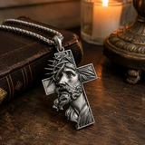 S925 Sterling Silver Jesus Crown of Thorns Cross Pendant – Christian Faith Necklace