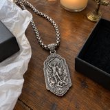 Saint Michael the Archangel 925 Sterling Silver Pendant Necklace—Christian Medal Featuring Sword and Shield Motifs