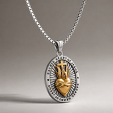 Sacred Heart of Jesus Stainless Steel Necklace - craftsmanship detail