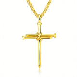 Stainless Steel Gold, Silver and Black Cross Necklace - BGCOPPER