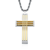 Modern Interwoven Stripe Cross Necklace – Bold Faith, Urban Style