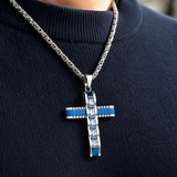 Regal Byzantine Chain Baguette Zircon Cross Pendant Necklace