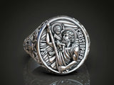 925K Sterling Silver St. Christopher and the Holy Child Jesus Sterling Silver Stamp Ring - BGCOPPER