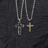 Lava Cross Pendant Necklace Titanium Chain - BGCOPPER