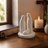 Minimalist Matte White Ceramic Holy Family Nativity Statue