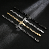 Men’s Vintage Hammered Cross Byzantine Chain Bracelet