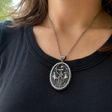Artemis Greek Goddess Pendant Necklace, Vintage Pure Tin Mythology Necklace