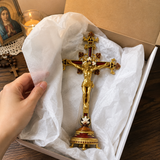 Hand-Painted Metal Jesus Christ Crucifix: Sacred Home Decor - faith-inspired design detail