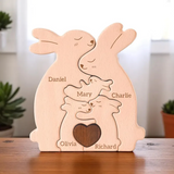 Personalized Wooden Bunny Family Puzzle | Family Keepsake