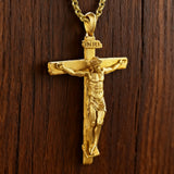 S925K Sandblasted Silver Jesus Crucifix Pendant