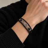 Men's Treble Clef Leather Bracelet – Stainless Steel Music Note Jewelry, A Meaningful Gift for Music Lovers