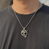 Athena Greek Goddess Pendant Necklace, Vintage Pure Tin Men’s Necklace