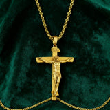 S925K Sandblasted Silver Jesus Crucifix Pendant