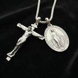 Jesus Cross and Virgin Mary Combination Necklace Pendant