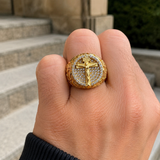 Jesus Crucifixion Gold Ring: Forging Faith with Steel - craftsmanship detail