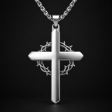 Crown of Thorns Turquoise Cross Necklace – Christian Faith Pendant with 24″ Chain
