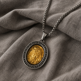 Two‑Tone Titanium Steel Jesus Portrait Oval Medal Necklace