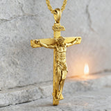 S925K Sandblasted Silver Jesus Crucifix Pendant