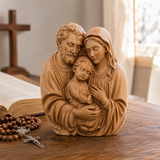 Hand-Carved Beech Wood Holy Family Figurine & Wall Hanging Ornament