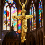 S925K Sandblasted Silver Jesus Crucifix Pendant