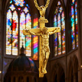 S925K Sandblasted Silver Jesus Crucifix Pendant