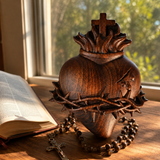 Holy Family Three Sacred Hearts Wooden Wall Decoration - product view
