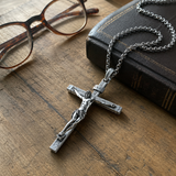 S925K Silver Jesus Crucifix Pendant | A Tangible Reminder of His Love - side view