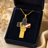 Statue of Liberty & American Flag Cross Pendant Necklace