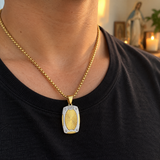 Radiant Shield Pendant Necklace – Titanium Steel Faith-Inspired Men's Necklac