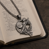 Athena Greek Goddess Pendant Necklace, Vintage Pure Tin Men’s Necklace